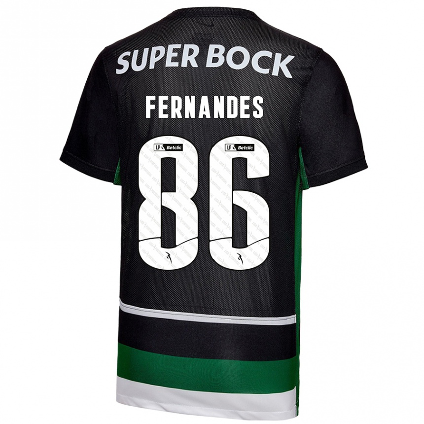 Enfant Football Maillot Emanuel Fernandes #86 Noir Blanc Vert Tenues Domicile 2024/25