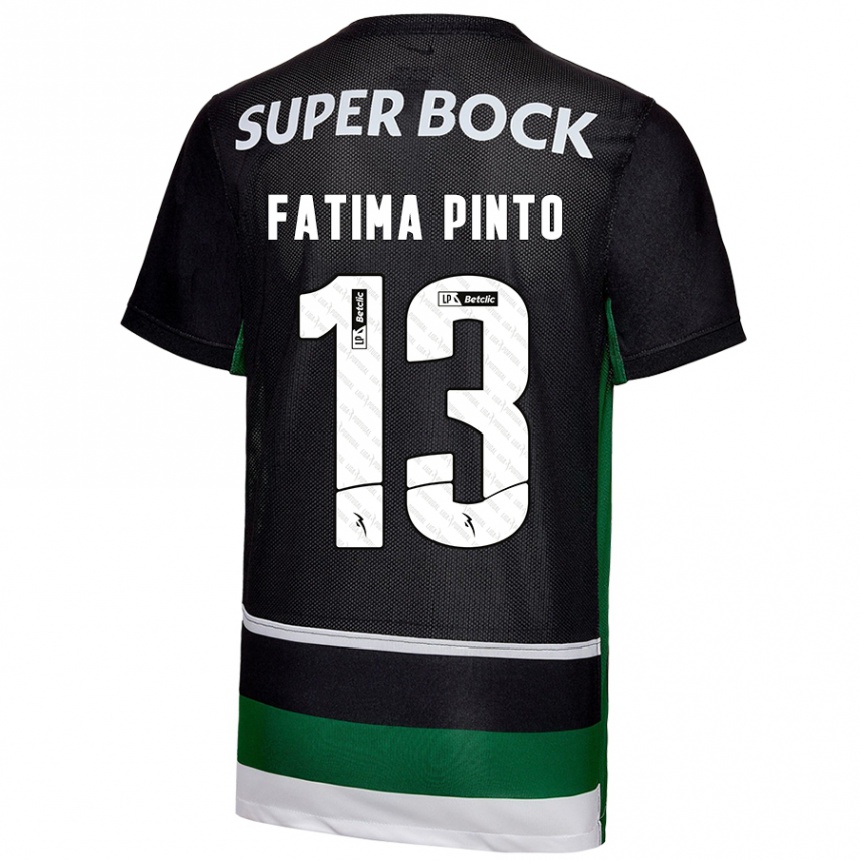 Enfant Football Maillot Fátima Alexandra Figueira Pinto #13 Noir Blanc Vert Tenues Domicile 2024/25