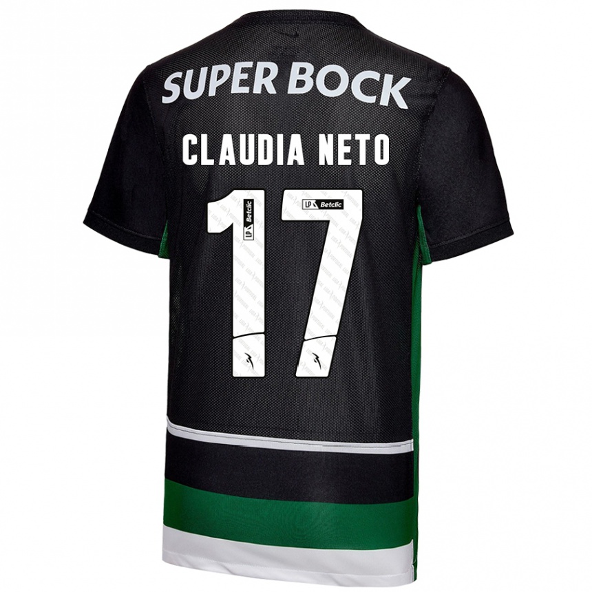 Enfant Football Maillot Cláudia Teresa Pires Neto #17 Noir Blanc Vert Tenues Domicile 2024/25