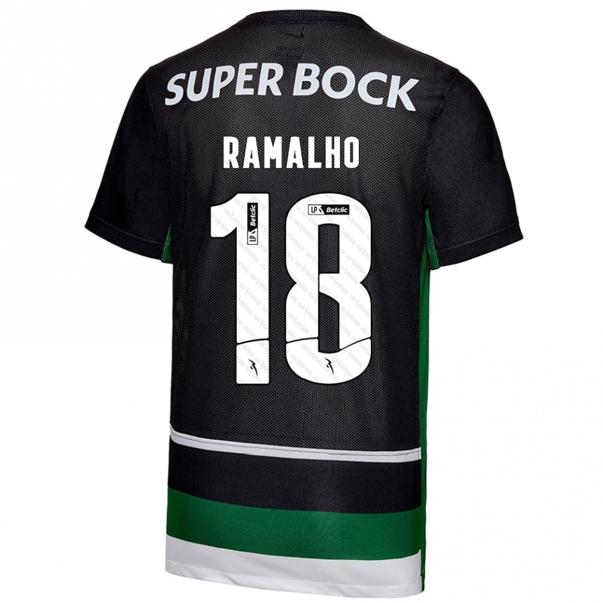 Enfant Football Maillot Inês Filipa Ramalho Gonçalves #18 Noir Blanc Vert Tenues Domicile 2024/25