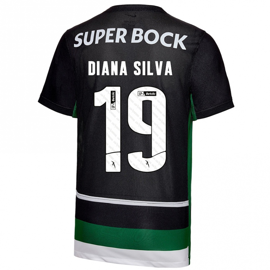 Enfant Football Maillot Diana Micaela Abreu De Sousa E Silva #19 Noir Blanc Vert Tenues Domicile 2024/25