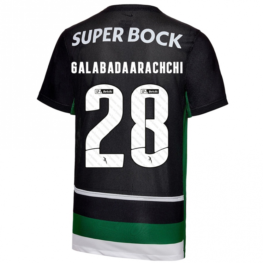 Enfant Football Maillot Jacinta Galabadaarachchi #28 Noir Blanc Vert Tenues Domicile 2024/25