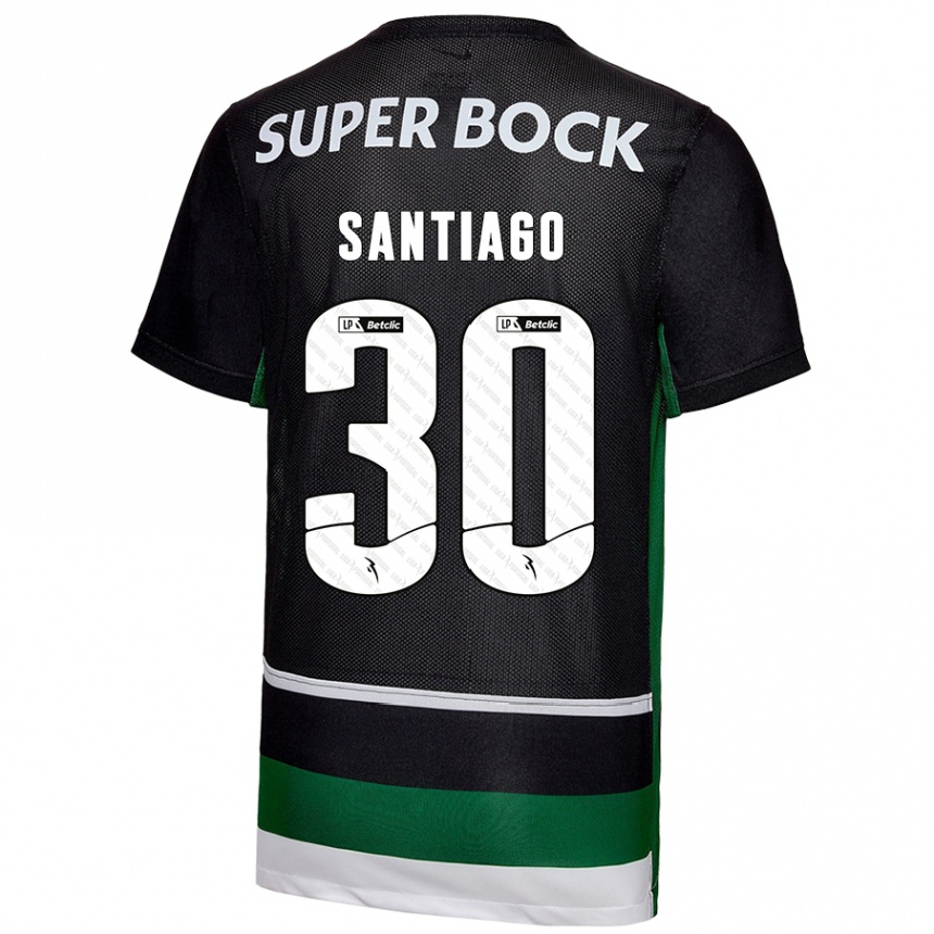 Enfant Football Maillot Carolina Santiago #30 Noir Blanc Vert Tenues Domicile 2024/25