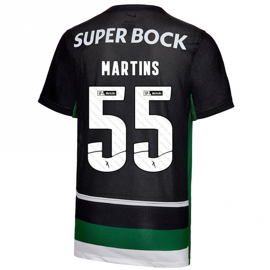 Enfant Football Maillot Carolina Martins #55 Noir Blanc Vert Tenues Domicile 2024/25