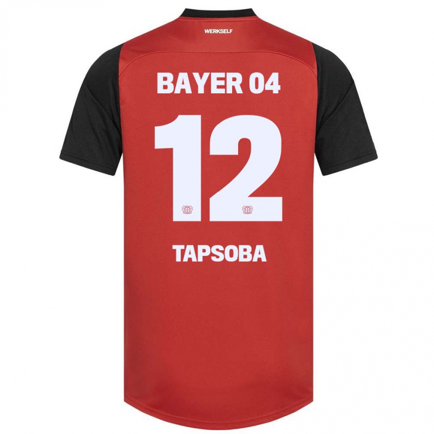 Enfant Football Maillot Edmond Tapsoba #12 Rouge Noir Tenues Domicile 2024/25