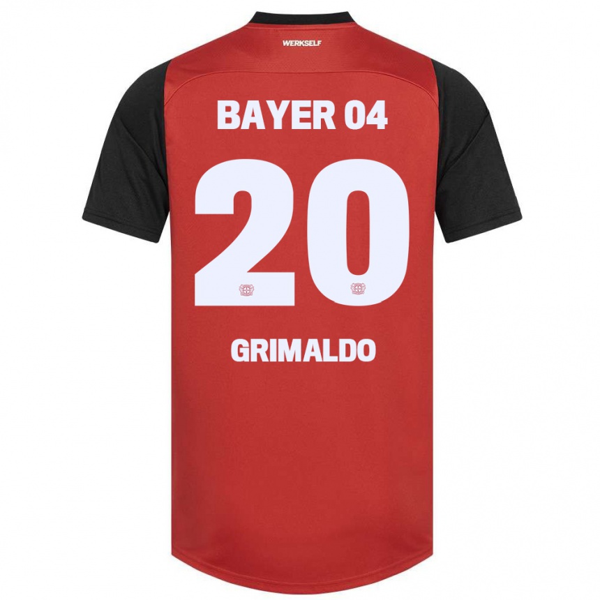 Enfant Football Maillot Alejandro Grimaldo #20 Rouge Noir Tenues Domicile 2024/25