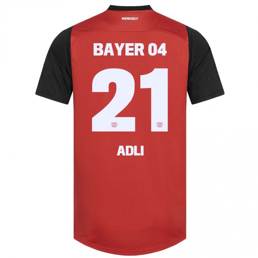 Enfant Football Maillot Amine Adli #21 Rouge Noir Tenues Domicile 2024/25