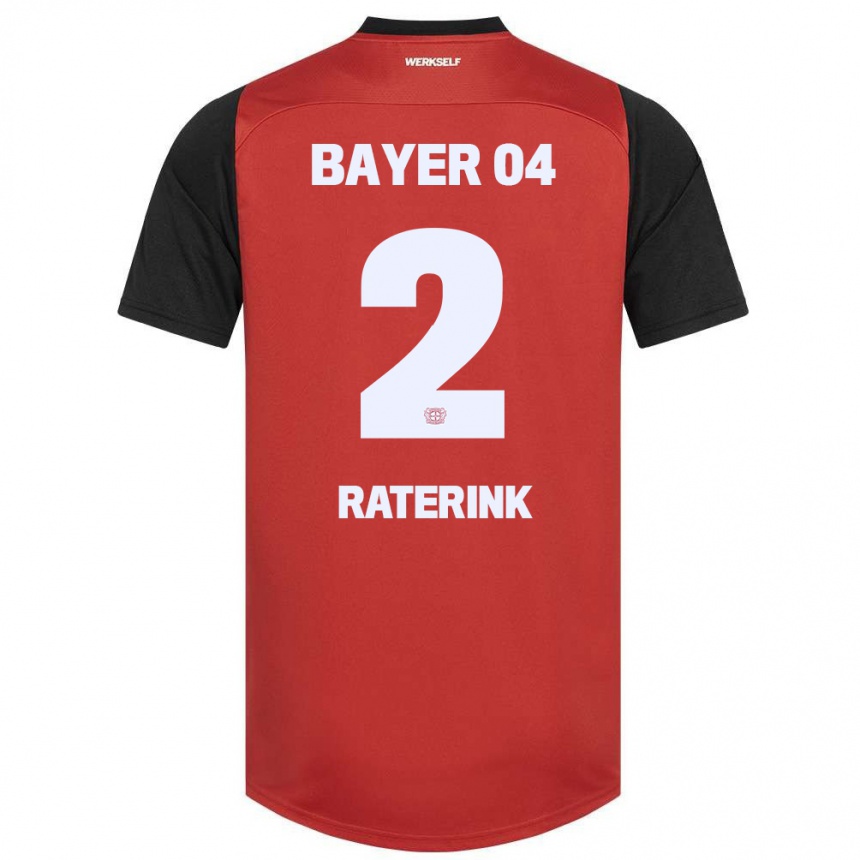 Enfant Football Maillot Othniël Raterink #2 Rouge Noir Tenues Domicile 2024/25