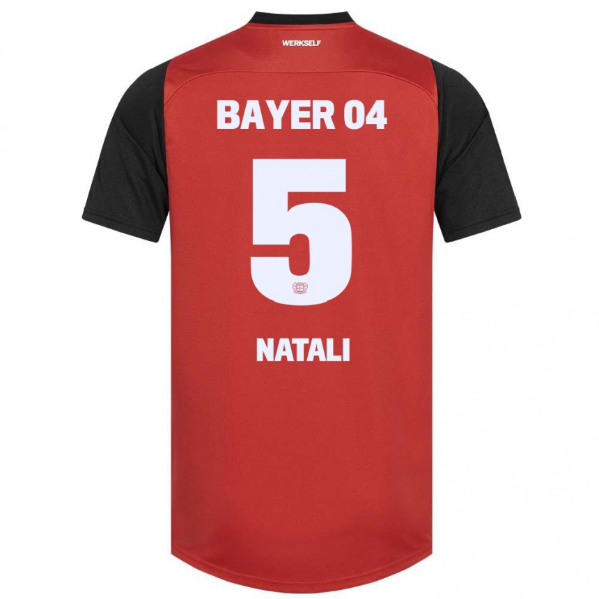 Enfant Football Maillot Andrea Natali #5 Rouge Noir Tenues Domicile 2024/25