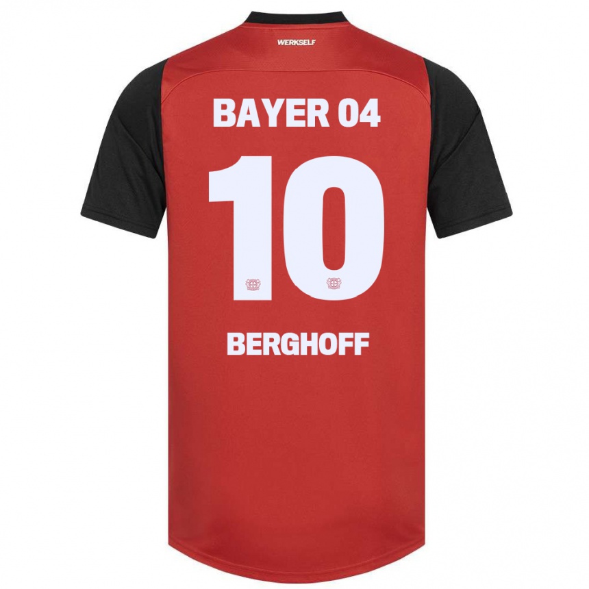 Enfant Football Maillot Jonah Berghoff #10 Rouge Noir Tenues Domicile 2024/25