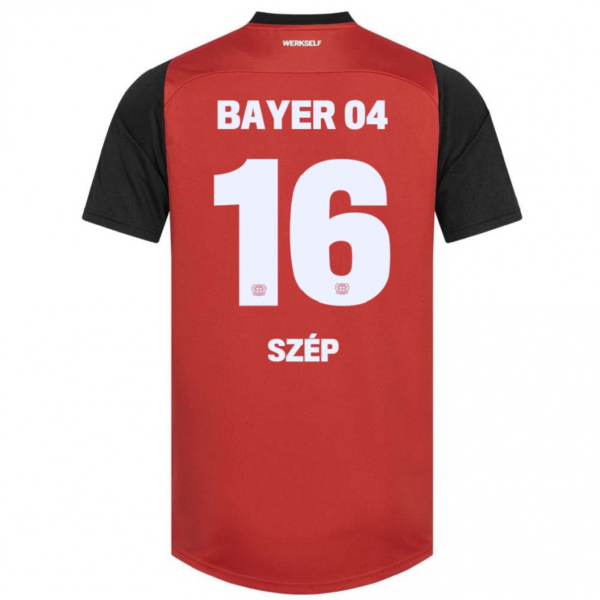 Enfant Football Maillot Márton Szép #16 Rouge Noir Tenues Domicile 2024/25