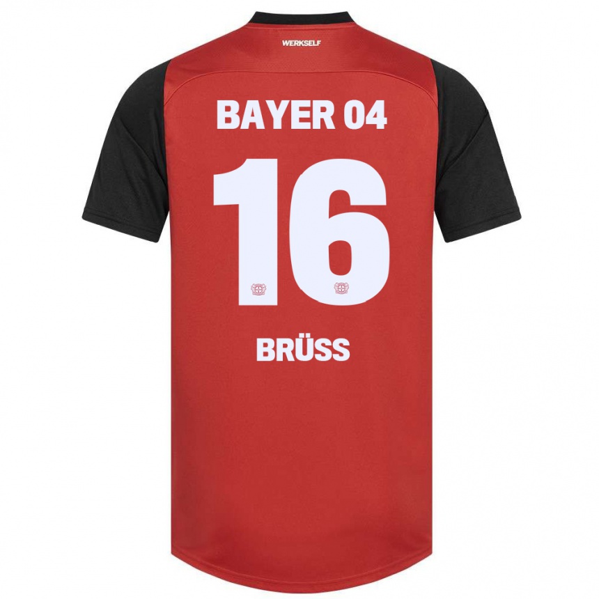 Enfant Football Maillot Tom Brüss #16 Rouge Noir Tenues Domicile 2024/25