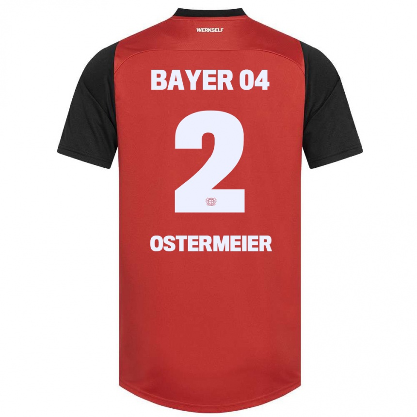 Enfant Football Maillot Selina Ostermeier #2 Rouge Noir Tenues Domicile 2024/25