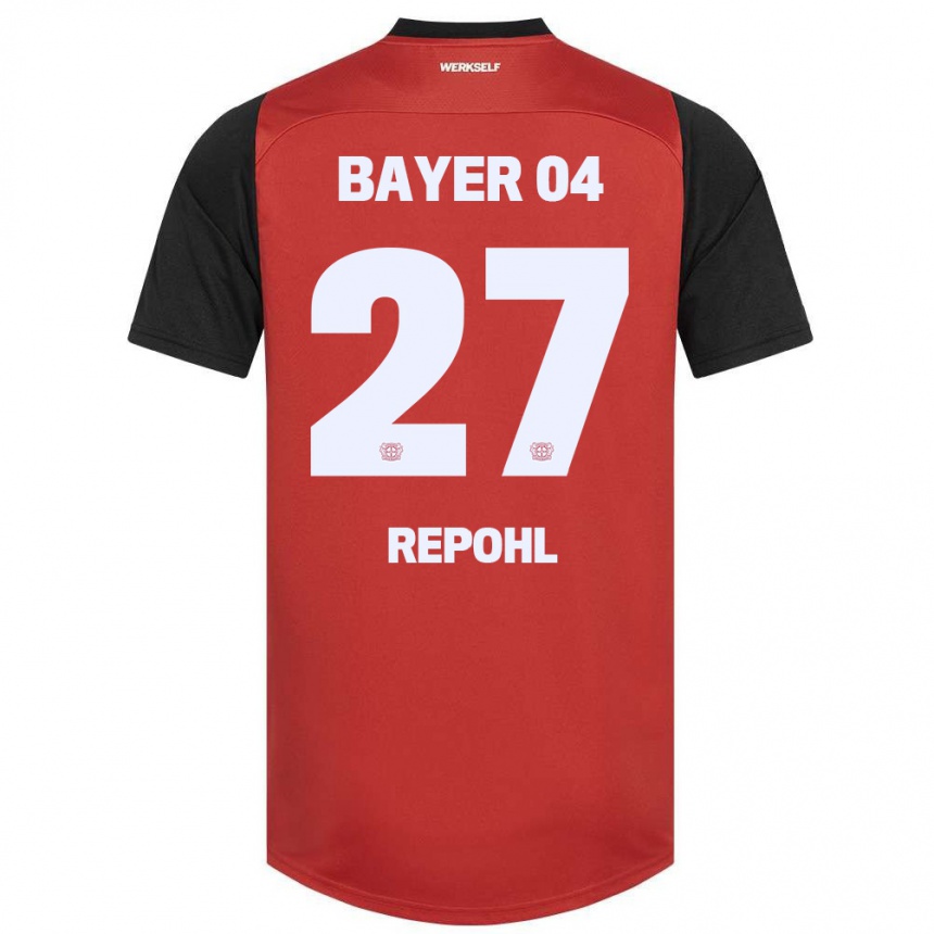 Enfant Football Maillot Friederike Repohl #27 Rouge Noir Tenues Domicile 2024/25