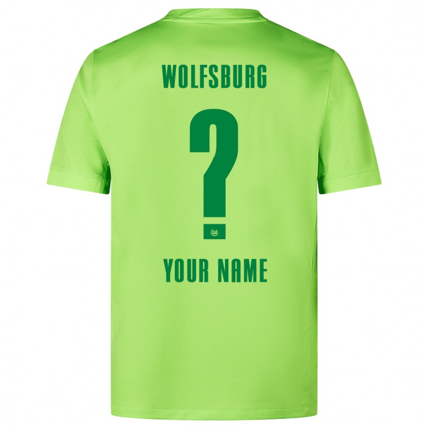 Enfant Football Maillot Votre Nom #0 Vert Fluo Tenues Domicile 2024/25