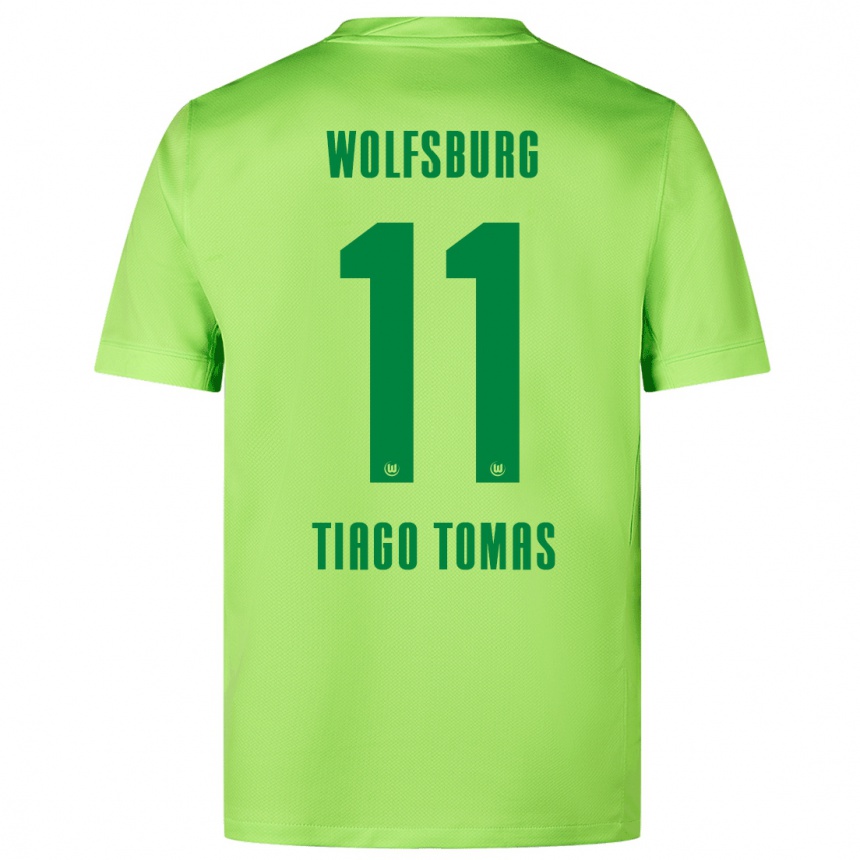 Enfant Football Maillot Tiago Tomás #11 Vert Fluo Tenues Domicile 2024/25