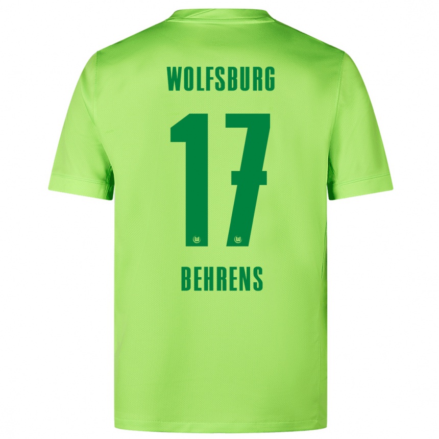 Enfant Football Maillot Kevin Behrens #17 Vert Fluo Tenues Domicile 2024/25