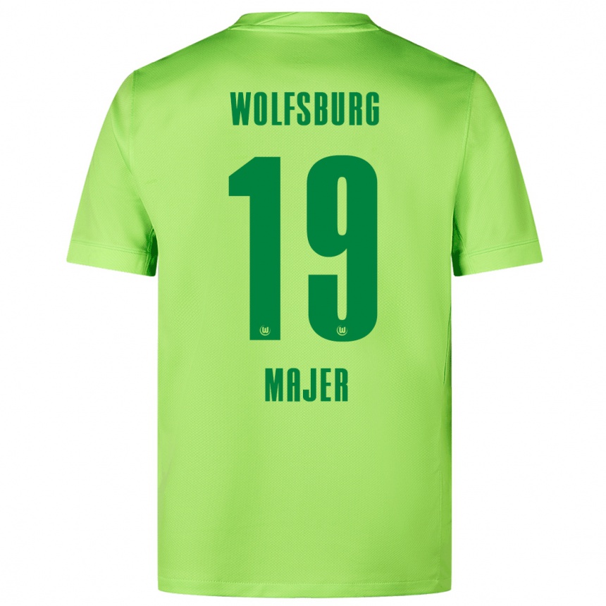 Enfant Football Maillot Lovro Majer #19 Vert Fluo Tenues Domicile 2024/25