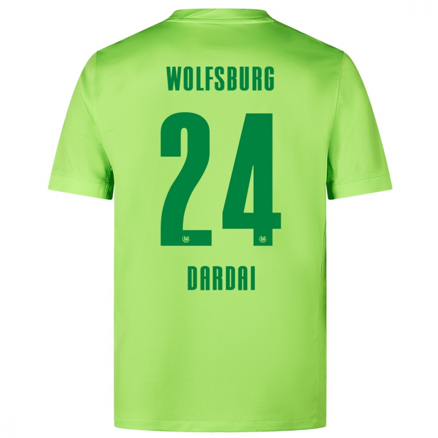 Enfant Football Maillot Bence Dárdai #24 Vert Fluo Tenues Domicile 2024/25