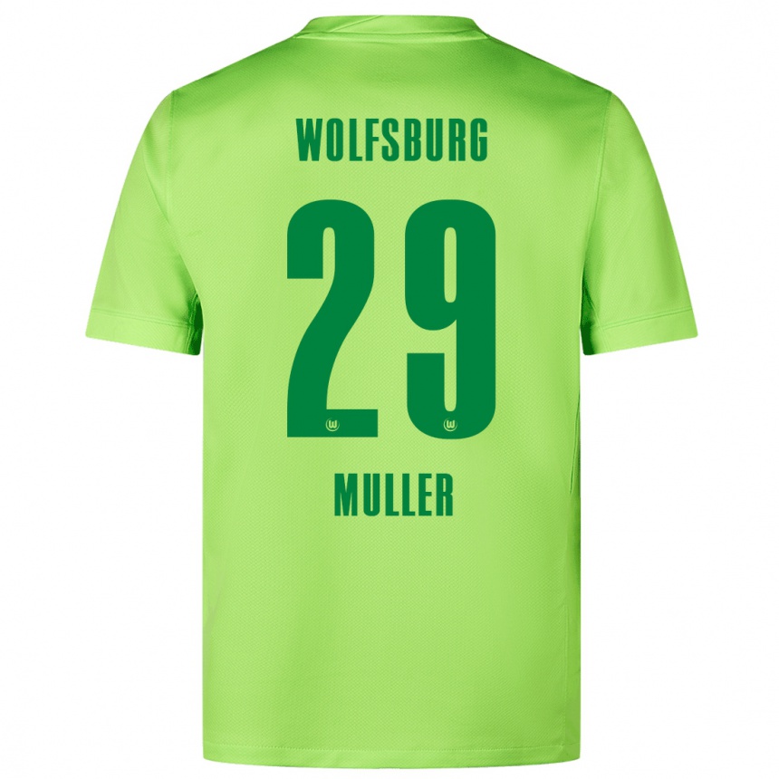 Enfant Football Maillot Marius Müller #29 Vert Fluo Tenues Domicile 2024/25