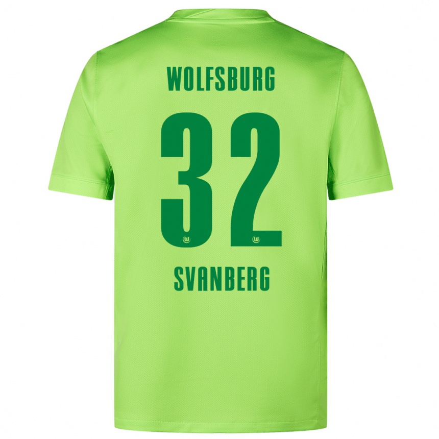 Enfant Football Maillot Mattias Svanberg #32 Vert Fluo Tenues Domicile 2024/25