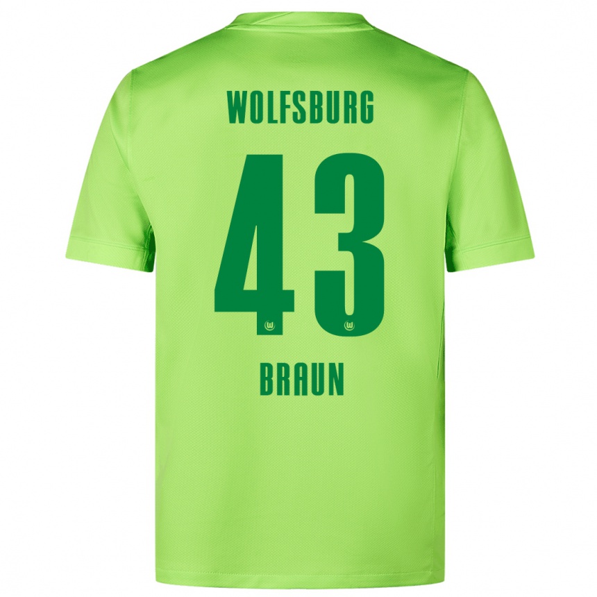 Enfant Football Maillot Manuel Braun #43 Vert Fluo Tenues Domicile 2024/25