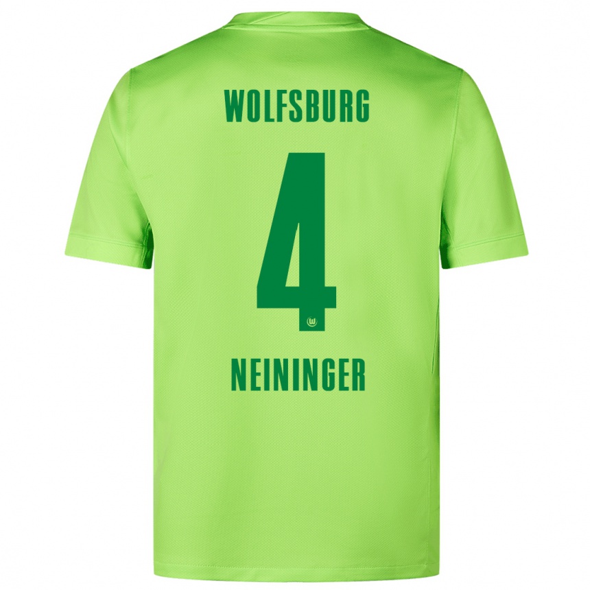 Enfant Football Maillot Till Neininger #4 Vert Fluo Tenues Domicile 2024/25