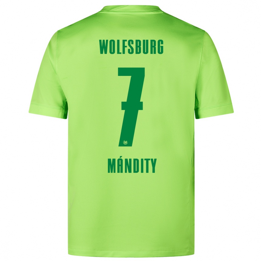 Enfant Football Maillot Márkó Mándity #7 Vert Fluo Tenues Domicile 2024/25