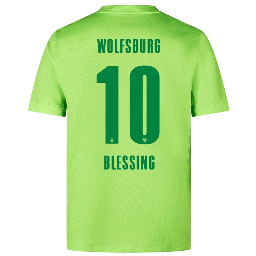 Enfant Football Maillot Èlisée Blessing #10 Vert Fluo Tenues Domicile 2024/25