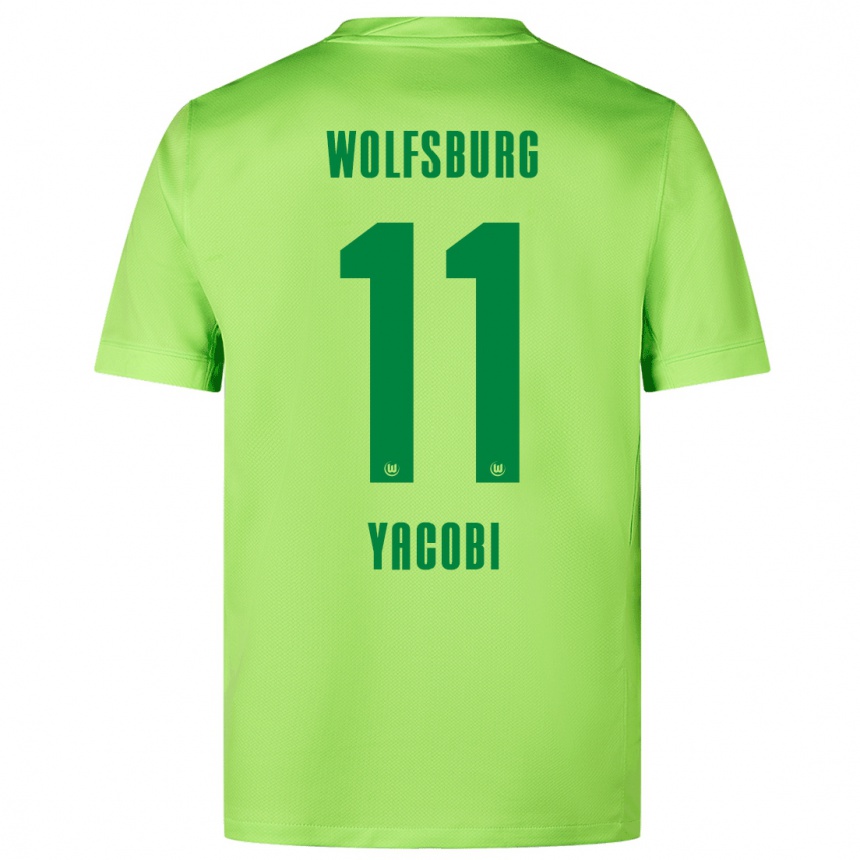 Enfant Football Maillot Nilas Yacobi #11 Vert Fluo Tenues Domicile 2024/25