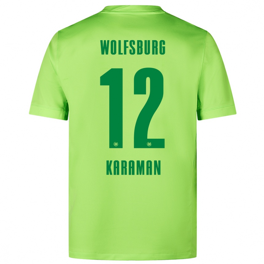 Enfant Football Maillot Tarik Karaman #12 Vert Fluo Tenues Domicile 2024/25