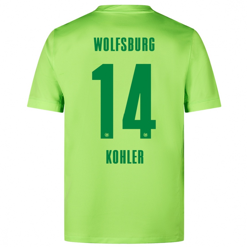 Enfant Football Maillot Leonard Köhler #14 Vert Fluo Tenues Domicile 2024/25