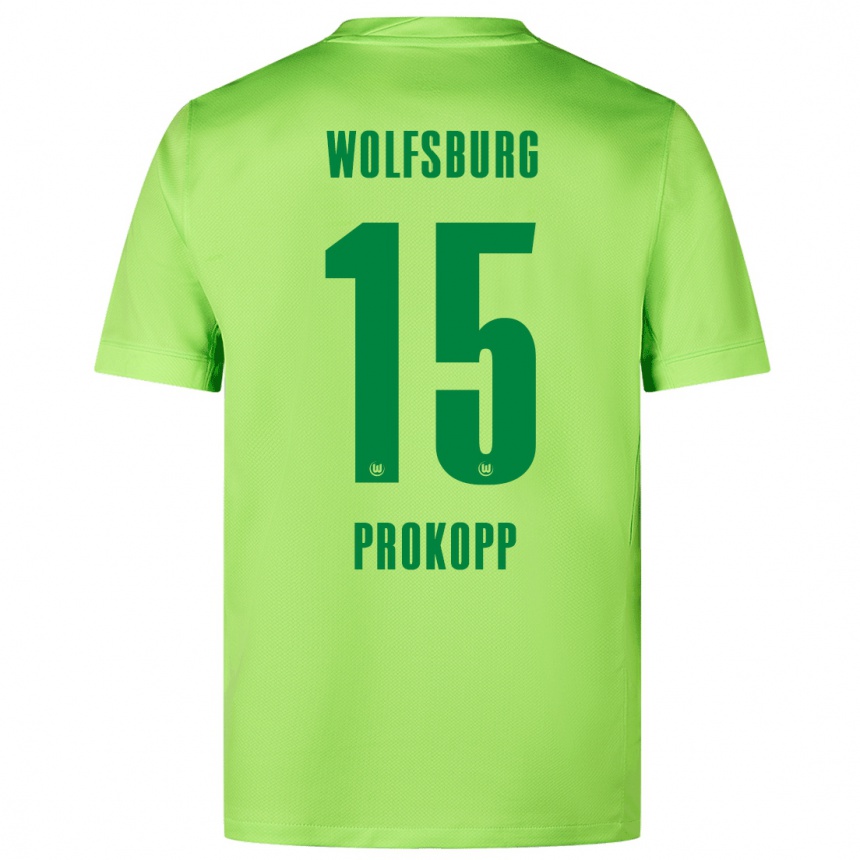 Enfant Football Maillot Oskar Prokopp #15 Vert Fluo Tenues Domicile 2024/25