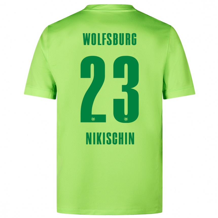 Enfant Football Maillot Adrian Nikischin #23 Vert Fluo Tenues Domicile 2024/25