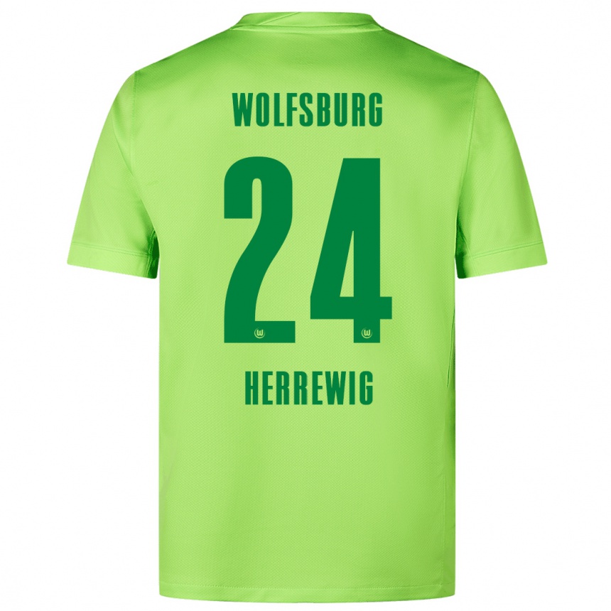 Enfant Football Maillot Max Herrewig #24 Vert Fluo Tenues Domicile 2024/25