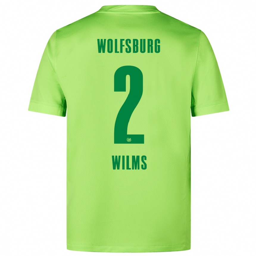 Enfant Football Maillot Lynn Wilms #2 Vert Fluo Tenues Domicile 2024/25