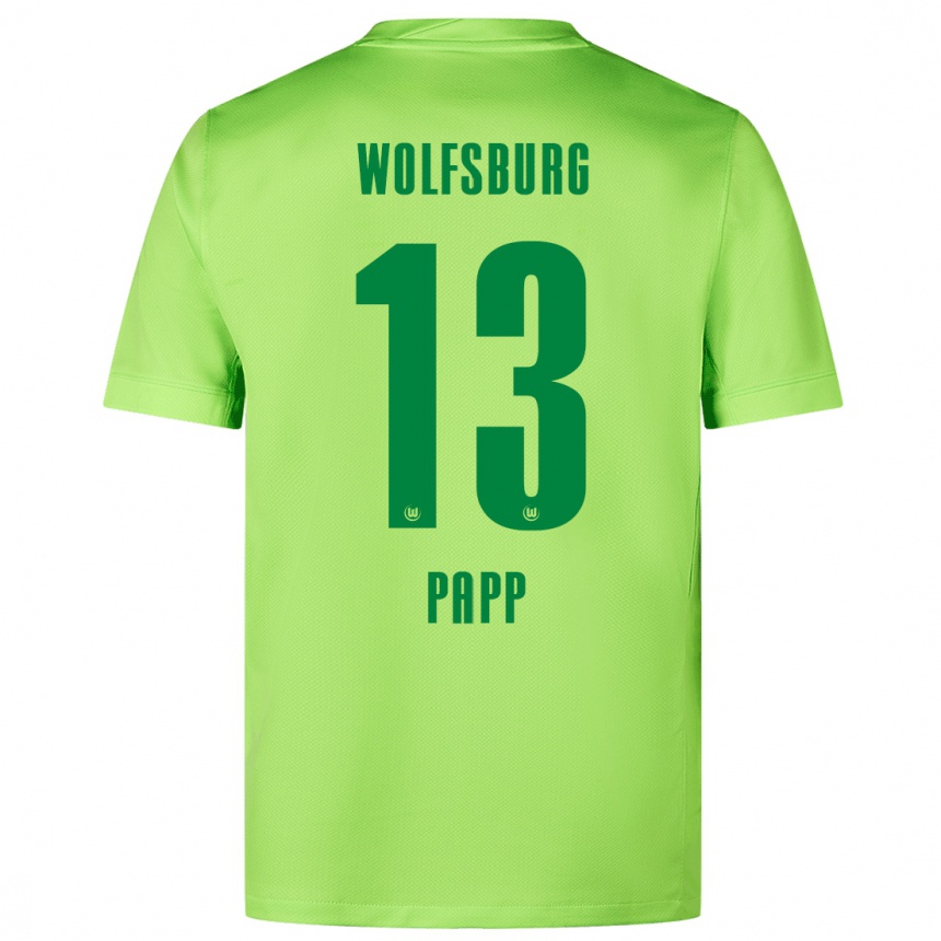 Enfant Football Maillot Luca Papp #13 Vert Fluo Tenues Domicile 2024/25