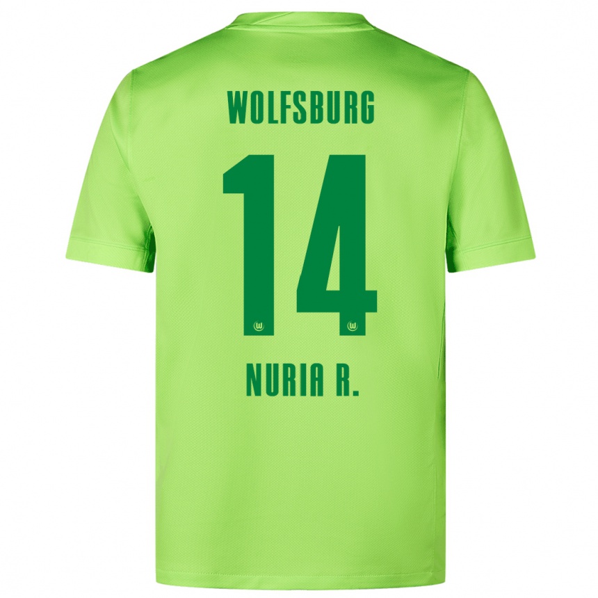 Enfant Football Maillot Nuria Rabano #14 Vert Fluo Tenues Domicile 2024/25