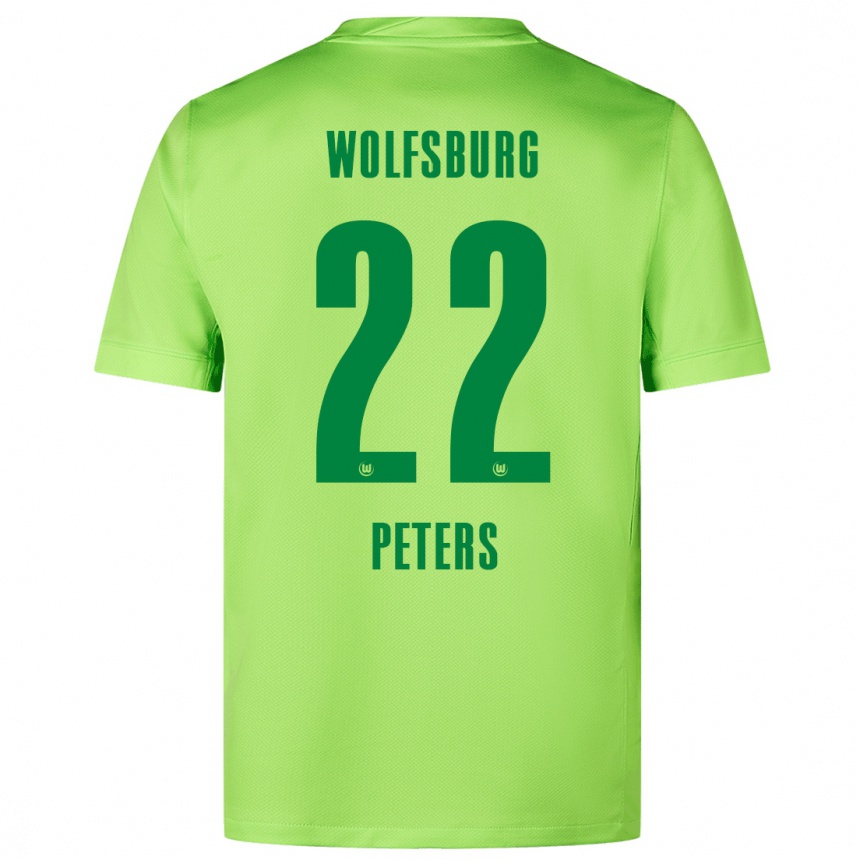 Enfant Football Maillot Laurin Peters #22 Vert Fluo Tenues Domicile 2024/25