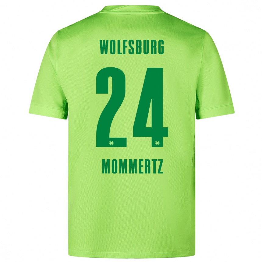 Enfant Football Maillot Benjamin Mommertz #24 Vert Fluo Tenues Domicile 2024/25