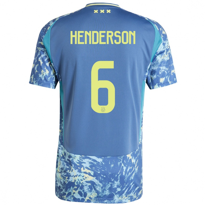 Enfant Football Maillot Jordan Henderson #6 Gris Bleu Jaune Tenues Extérieur 2024/25