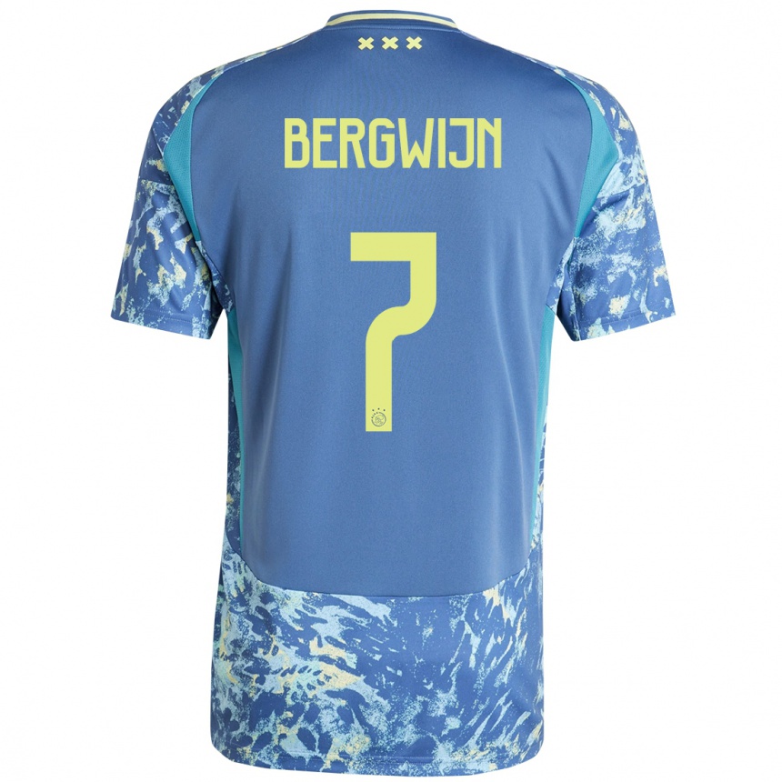 Enfant Football Maillot Steven Bergwijn #7 Gris Bleu Jaune Tenues Extérieur 2024/25