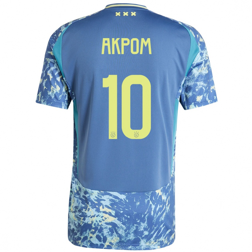 Enfant Football Maillot Chuba Akpom #10 Gris Bleu Jaune Tenues Extérieur 2024/25