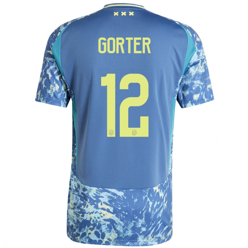 Enfant Football Maillot Jay Gorter #12 Gris Bleu Jaune Tenues Extérieur 2024/25