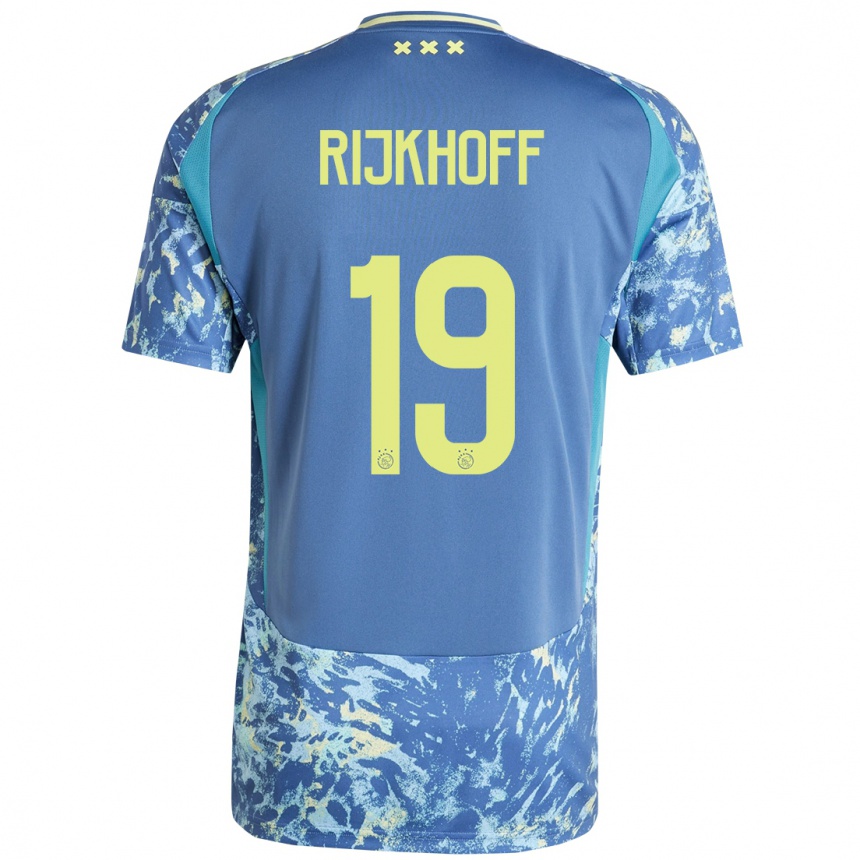 Enfant Football Maillot Julian Rijkhoff #19 Gris Bleu Jaune Tenues Extérieur 2024/25