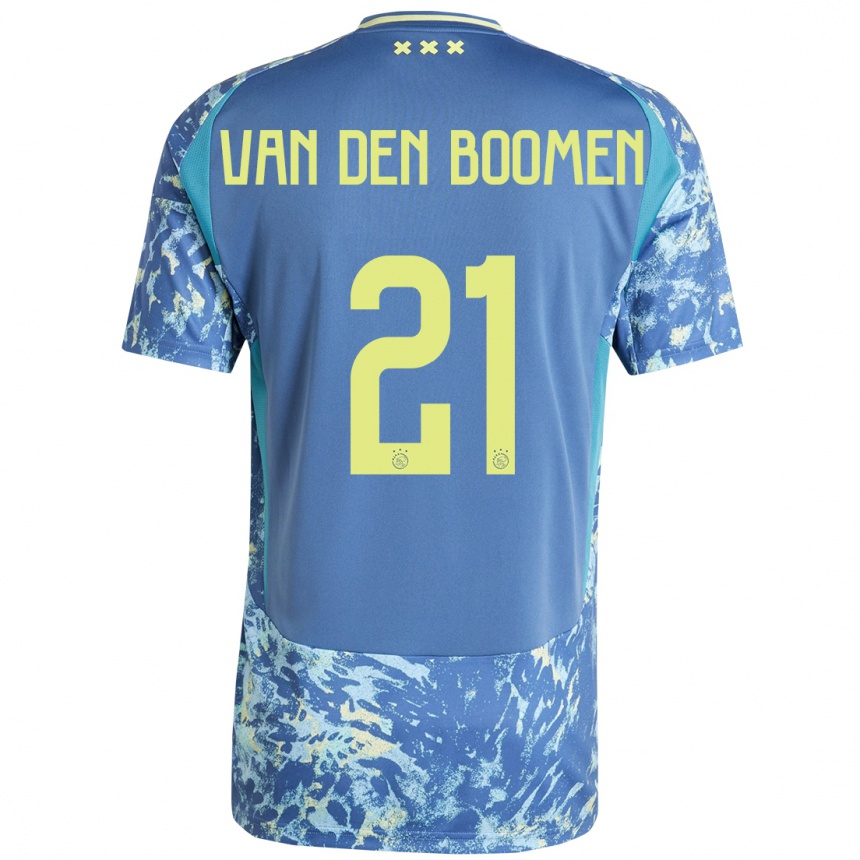 Enfant Football Maillot Branco Van Den Boomen #21 Gris Bleu Jaune Tenues Extérieur 2024/25