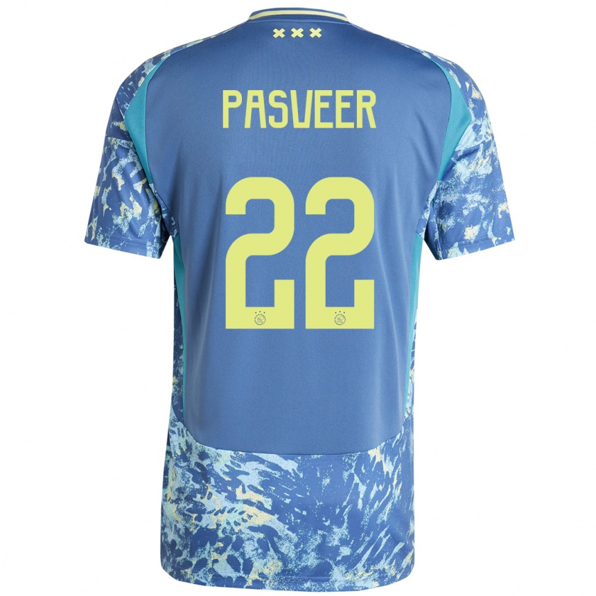 Enfant Football Maillot Remko Pasveer #22 Gris Bleu Jaune Tenues Extérieur 2024/25