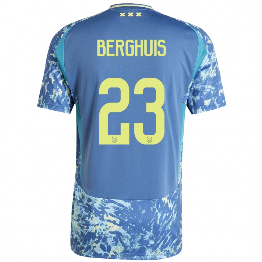 Enfant Football Maillot Steven Berghuis #23 Gris Bleu Jaune Tenues Extérieur 2024/25