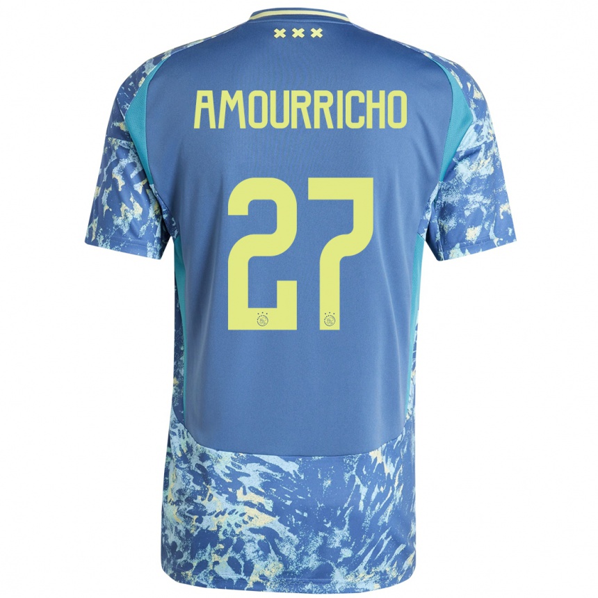 Enfant Football Maillot Amourricho Van Axel Dongen #27 Gris Bleu Jaune Tenues Extérieur 2024/25