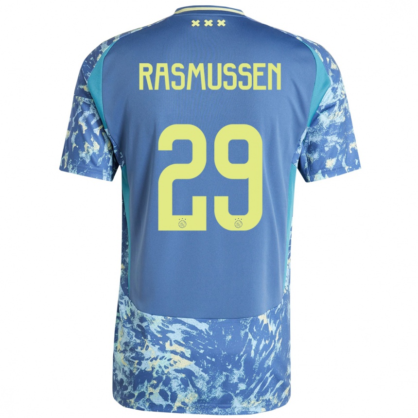 Enfant Football Maillot Christian Rasmussen #29 Gris Bleu Jaune Tenues Extérieur 2024/25